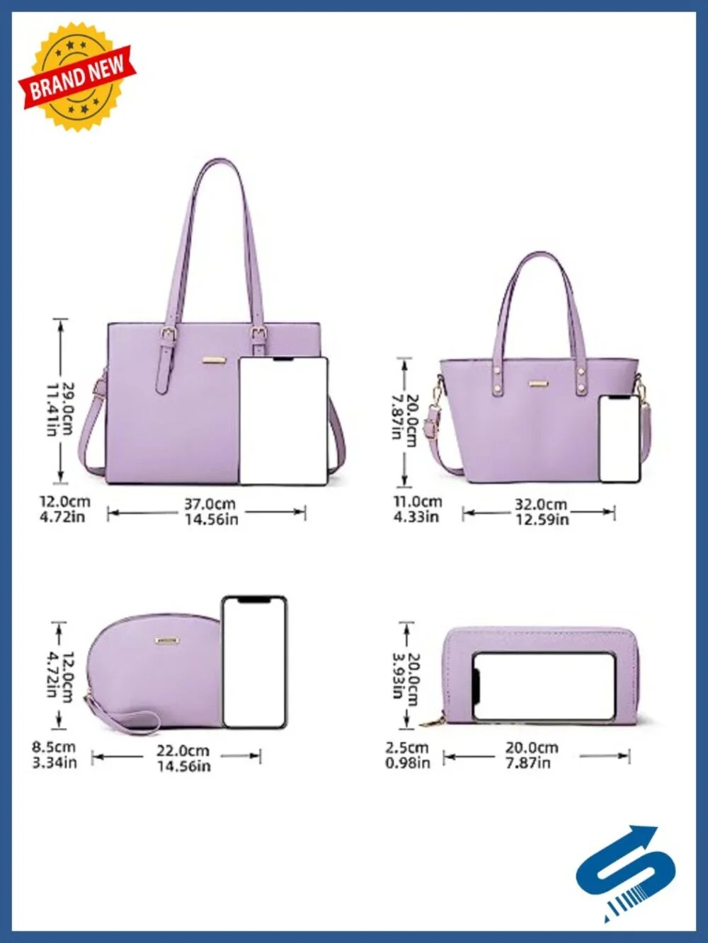 Women Faux Leather Satchel Handbag Purse Set with Crossbody Bag and Cosmetic Bag